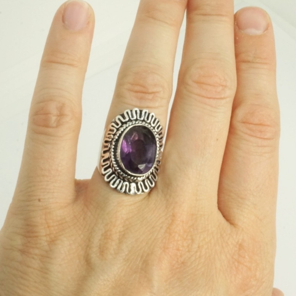 Sterling Plated Brazilian Amethyst Ring